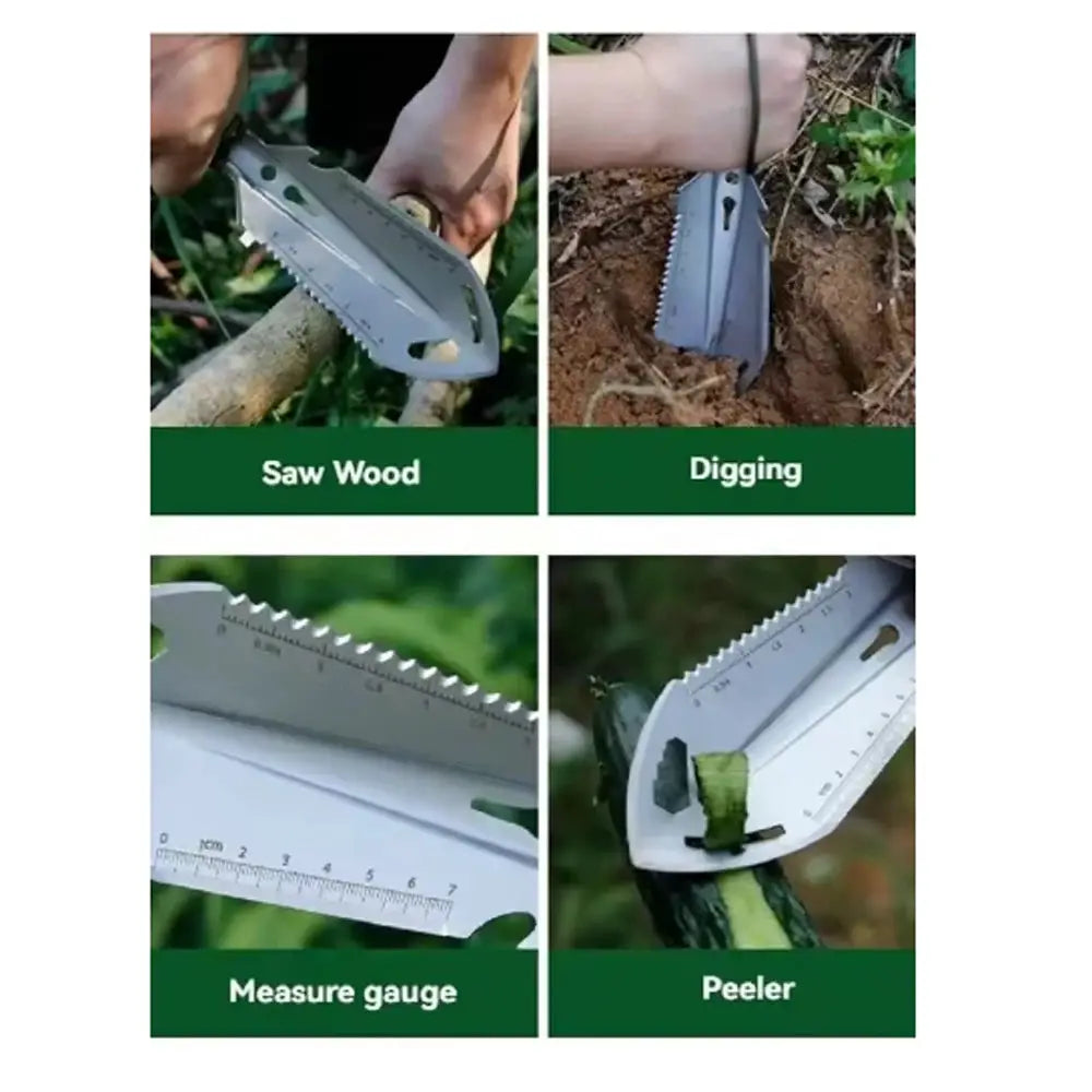 Six In One Folding Military Shovel Engineer Shovel For Camping Outdoors Survival Multi Tool Pickaxe Saw Hex Wrench