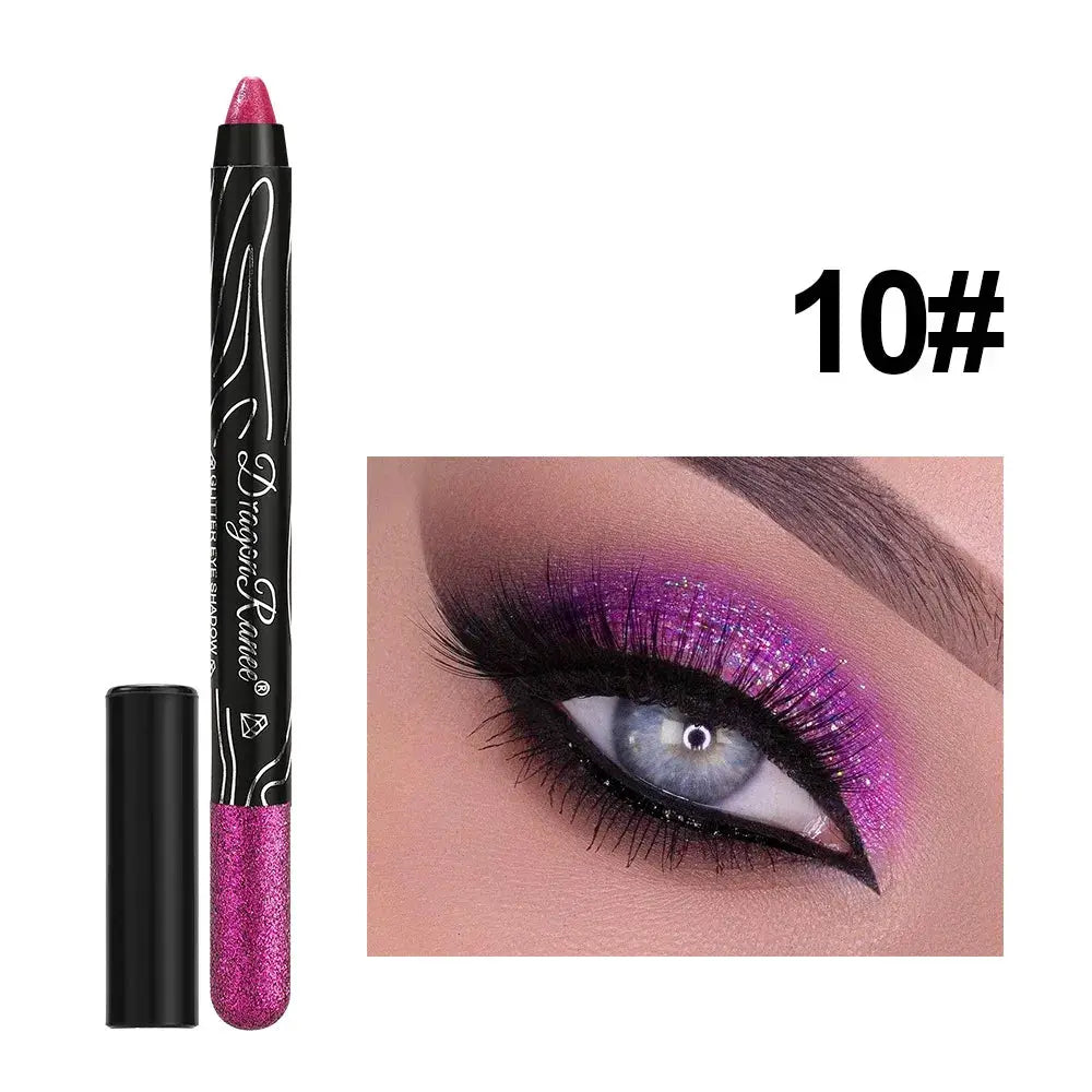 1 Piece Metallic Purple Eyeshadow Pencil Glitter Liner And Highlighter Waterproof Long Lasting Cream Eyeshadow Stick