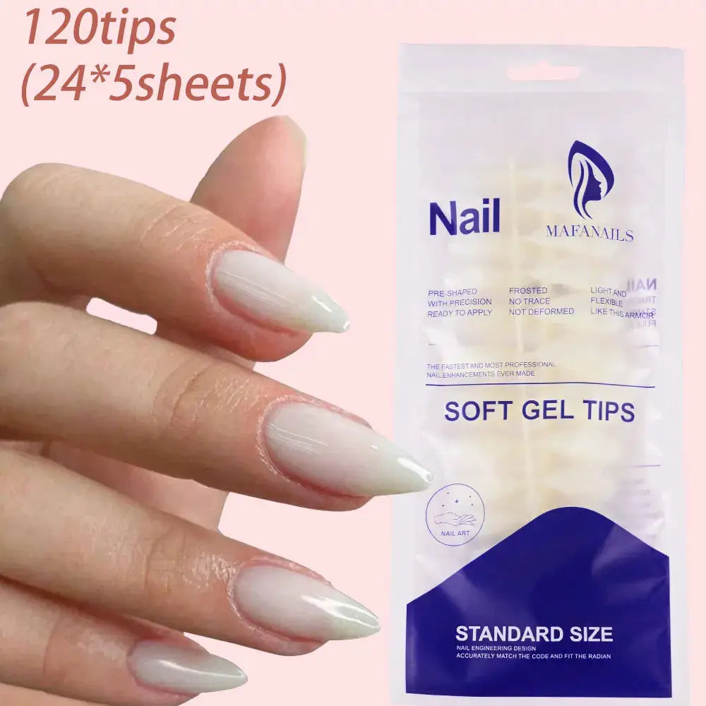 120Pcs Medium Long Square Acrylic French Press On Nails Full Cover For Women Mixed Sizes