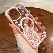 CherryGuard Pink Cherry Blossom Magnetic Phone Case For iPhone Series With Shockproof Protection