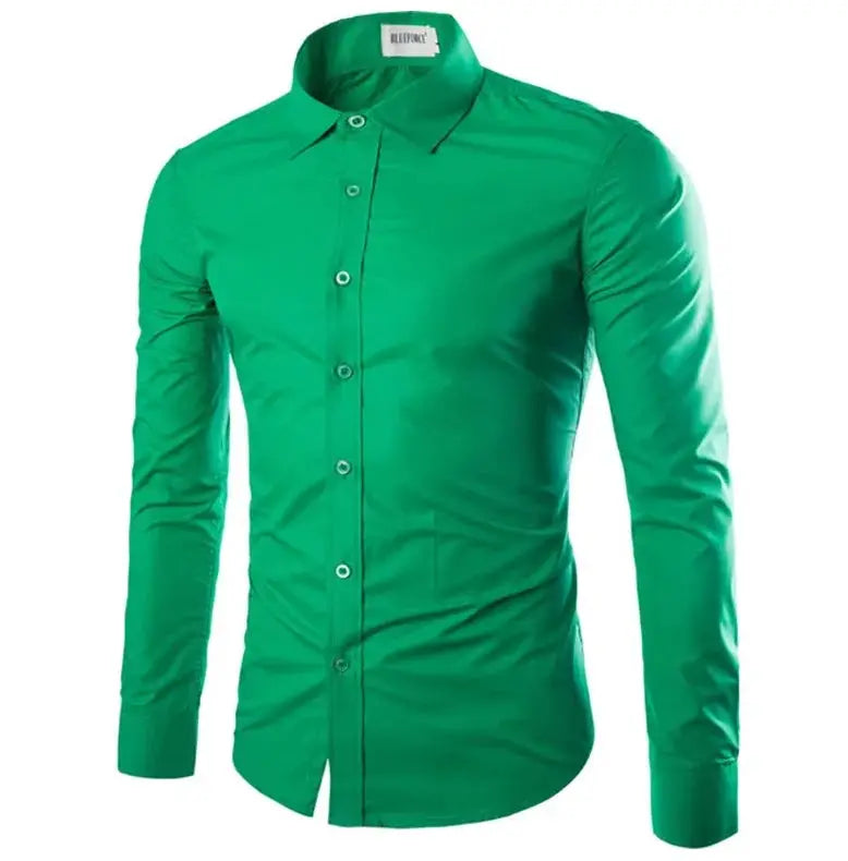 Men's long sleeve candy green solid shirt by Simples Market