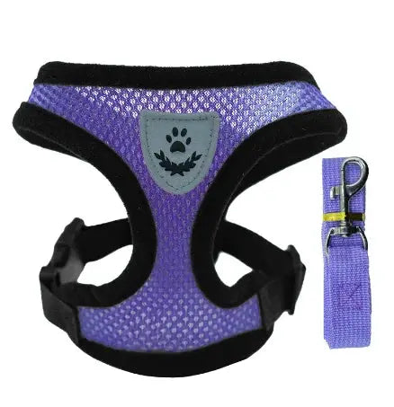 Adjustable Polyester Mesh Cat Harness Vest And Leash Set For Small To Medium Dogs And Cats With Reflective Piping