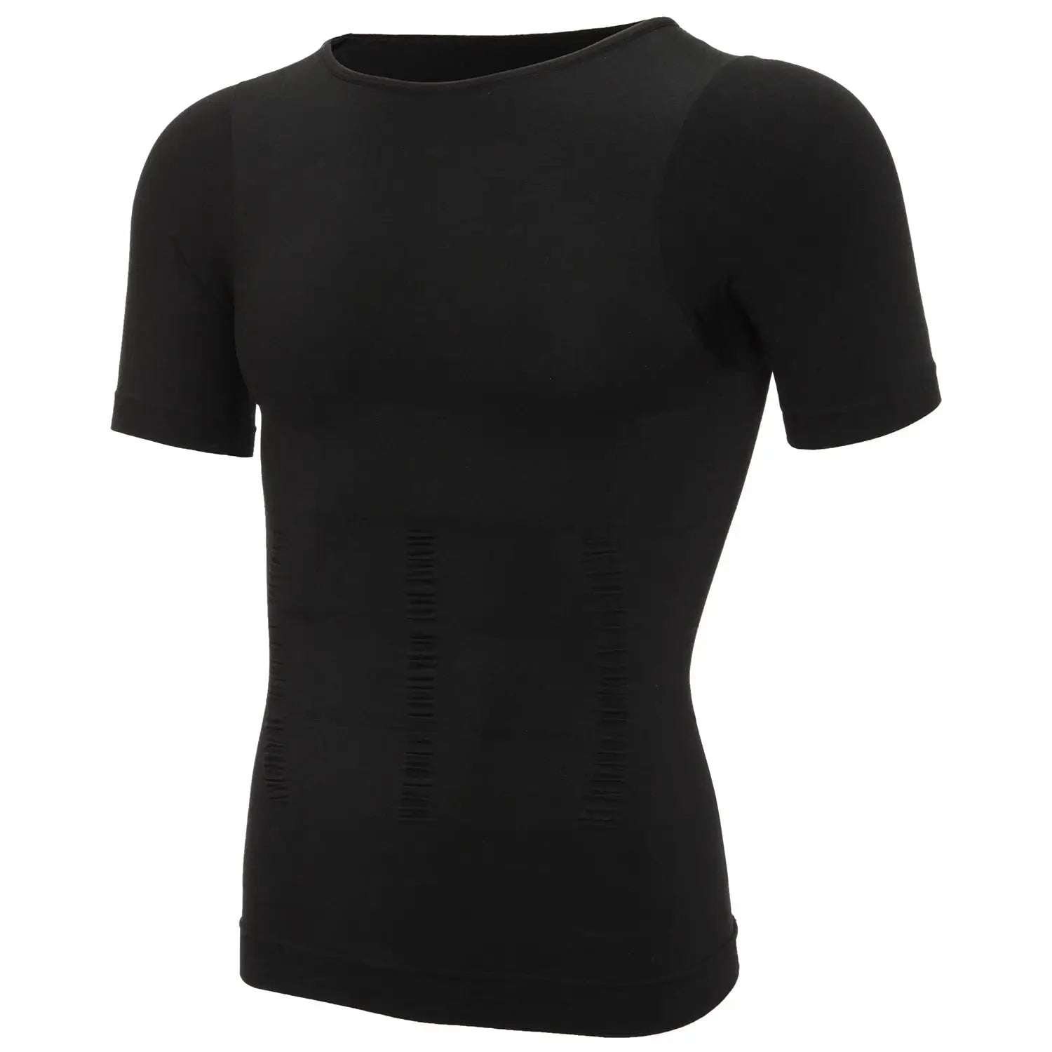 Men's black short-sleeve compression T-shirt with tummy-control shapewear by Simples Market