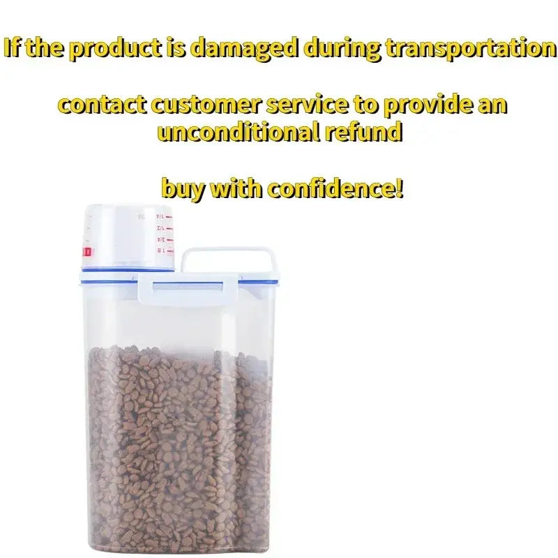 1.5kg To 2kg Pet Food Storage Container With Measuring Cup Sealed Moisture Proof Jar For Dogs And Cats