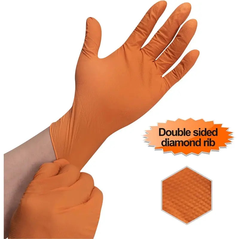 8 Mil Nitrile Gloves Thick Heavy Duty Industrial Disposable Diamond Textured Latex Free Ambidextrous For Mechanics