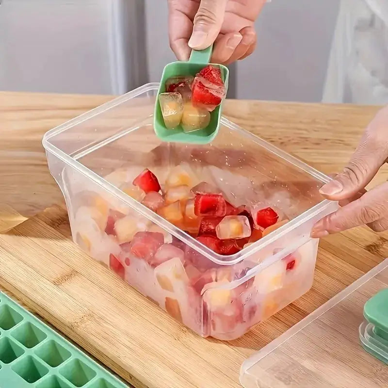 Ice Tray Set With Freezer Bin And Lid For 68 Ice Cubes Easy Press To Release Ice
