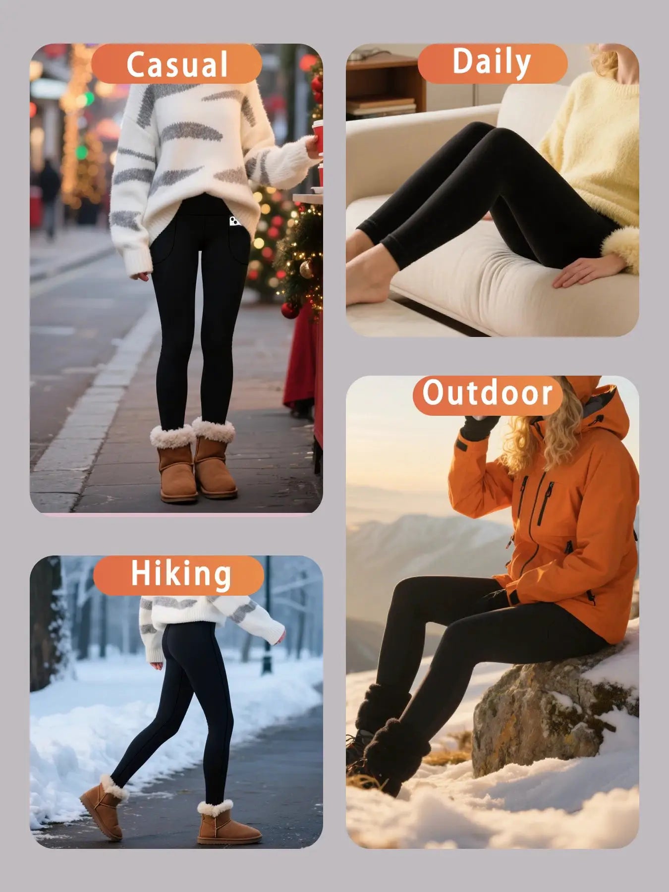 ThermaFlex Womens Fleece Lined High Waist Leggings With Pockets For Warm Winter Comfort Everyday Wear