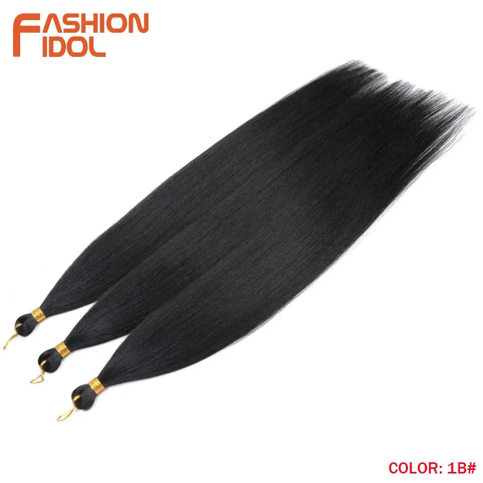 Fashion Idol 3pcs Ariel straight pony hair bundles for crochet braids, color 1B