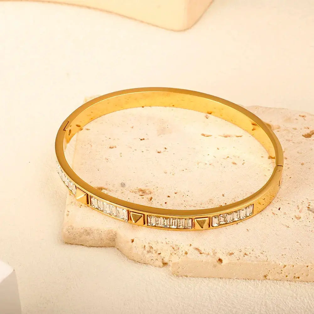 Stainless Steel Zirconia Bracelet For Women Fashion Jewelry Bangles Elegant Accessory