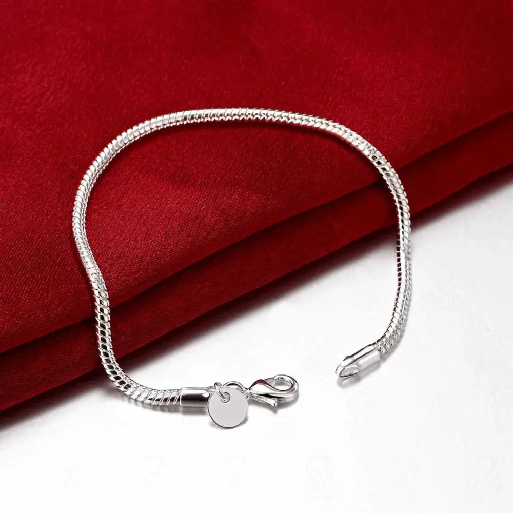 925 Sterling Silver Snake Chain Bracelet, 16-23 cm, 3 mm, unisex, Simples Market