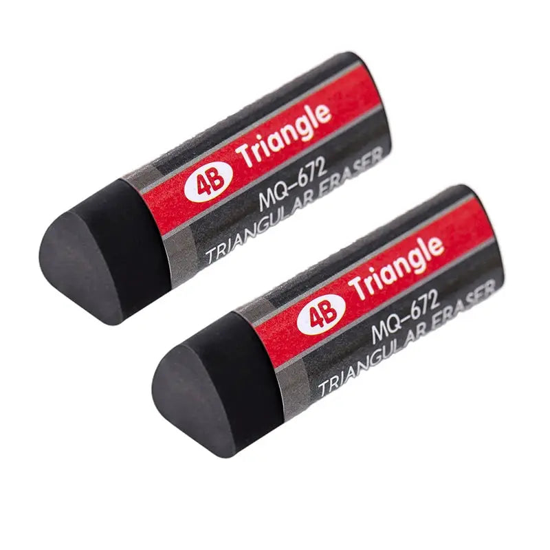 2-pack black triangular rubber erasers with red 4B Triangle label