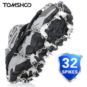 Tomshoo 32-teeth ice gripper spikes for shoes with chains, anti-slip hiking crampons