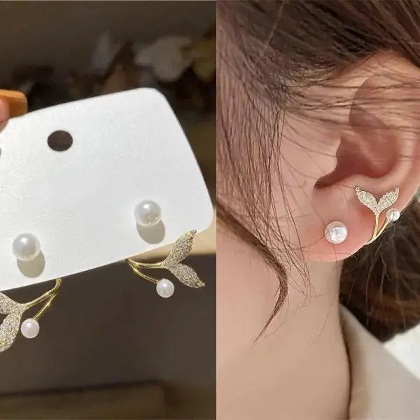 Exquisite Leaves Crystal Flower Stud Earrings For Women AAA Zircon Rose Butterfly Tassel Bridal Wedding Party Jewelry