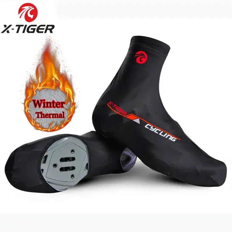 X Tiger Winter Thermal Fleece Cycling Shoe Covers For Men And Women MTB Road Racing Overshoes
