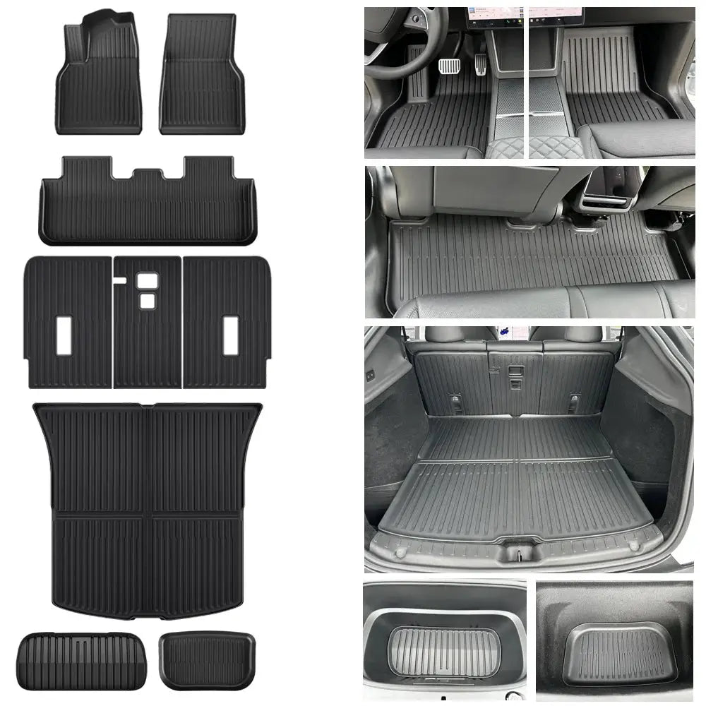 Trunk and floor mats set for Tesla Model Y 2025–2026 by Simples Market, black all-weather TPE