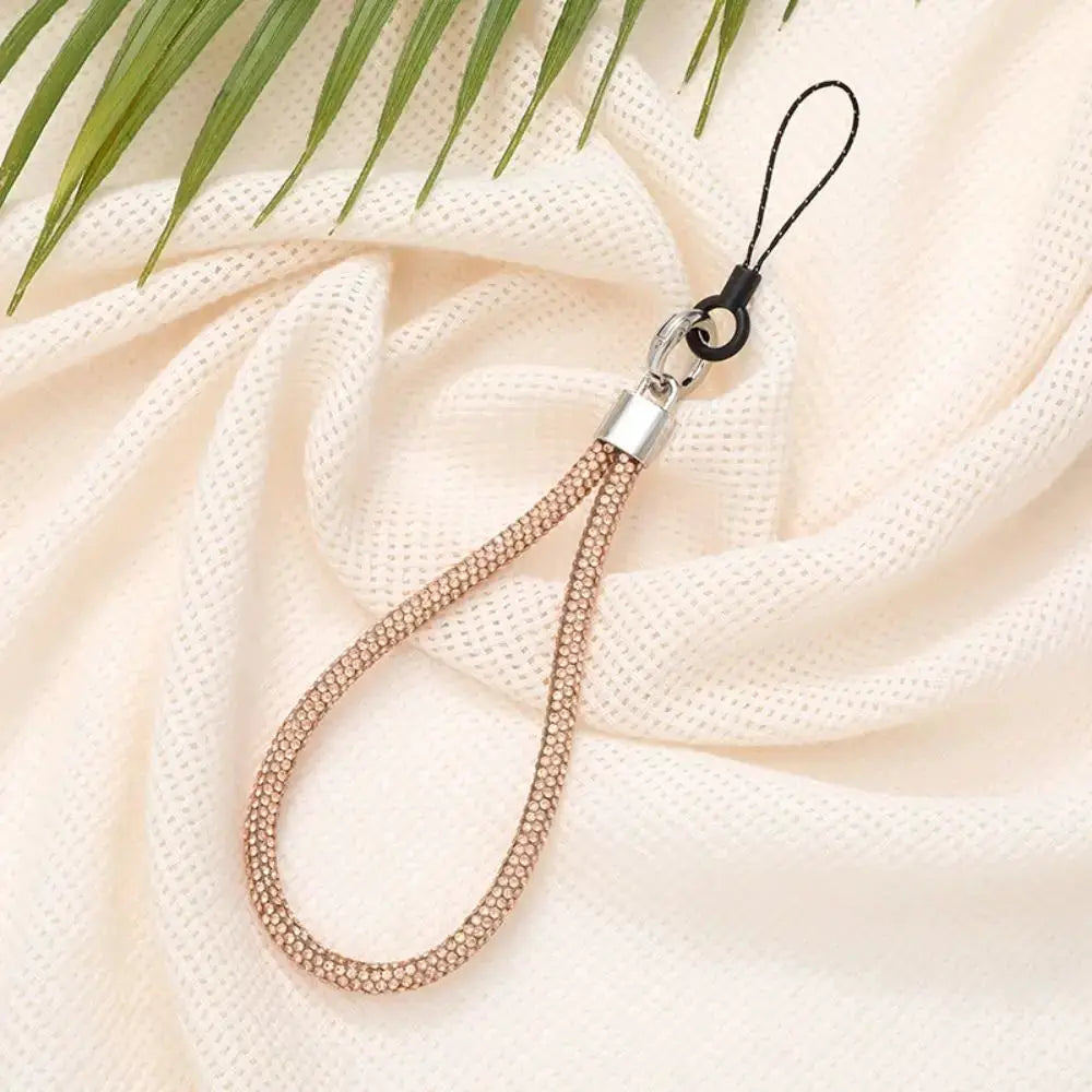Glitter Rhinestone Phone Lanyard With Crystal Wrist Strap Keychain Anti Lost Rope For Phone Or Keys