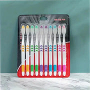 PureZen Bamboo Charcoal Nano Toothbrushes 10 Pack Ultra Soft Bristles For Gentle Gum Care And Antibacterial Protection
