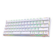 Redragon K630 Dragonborn 60% wired mechanical keyboard, white with rainbow RGB lighting, 61 keys.