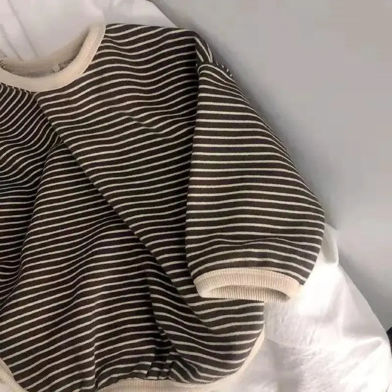 Lawadka Cotton Striped Long Sleeve T Shirt For Kids Boys And Girls Casual Autumn Spring Size 1 To 8T