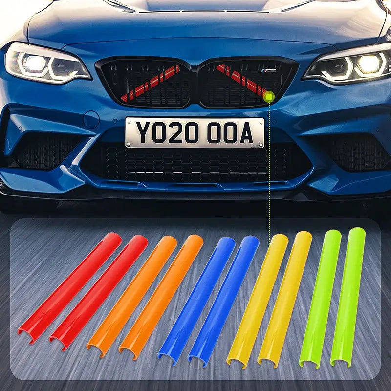 2pcs BMW front grille trim strips M Sport V Brace by Simples Market in rainbow colors