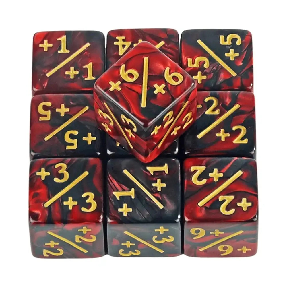 Ten Piece D6 Dice Counters Set With Plus One And Minus One Marks For Math Teaching And Card Game Accessories