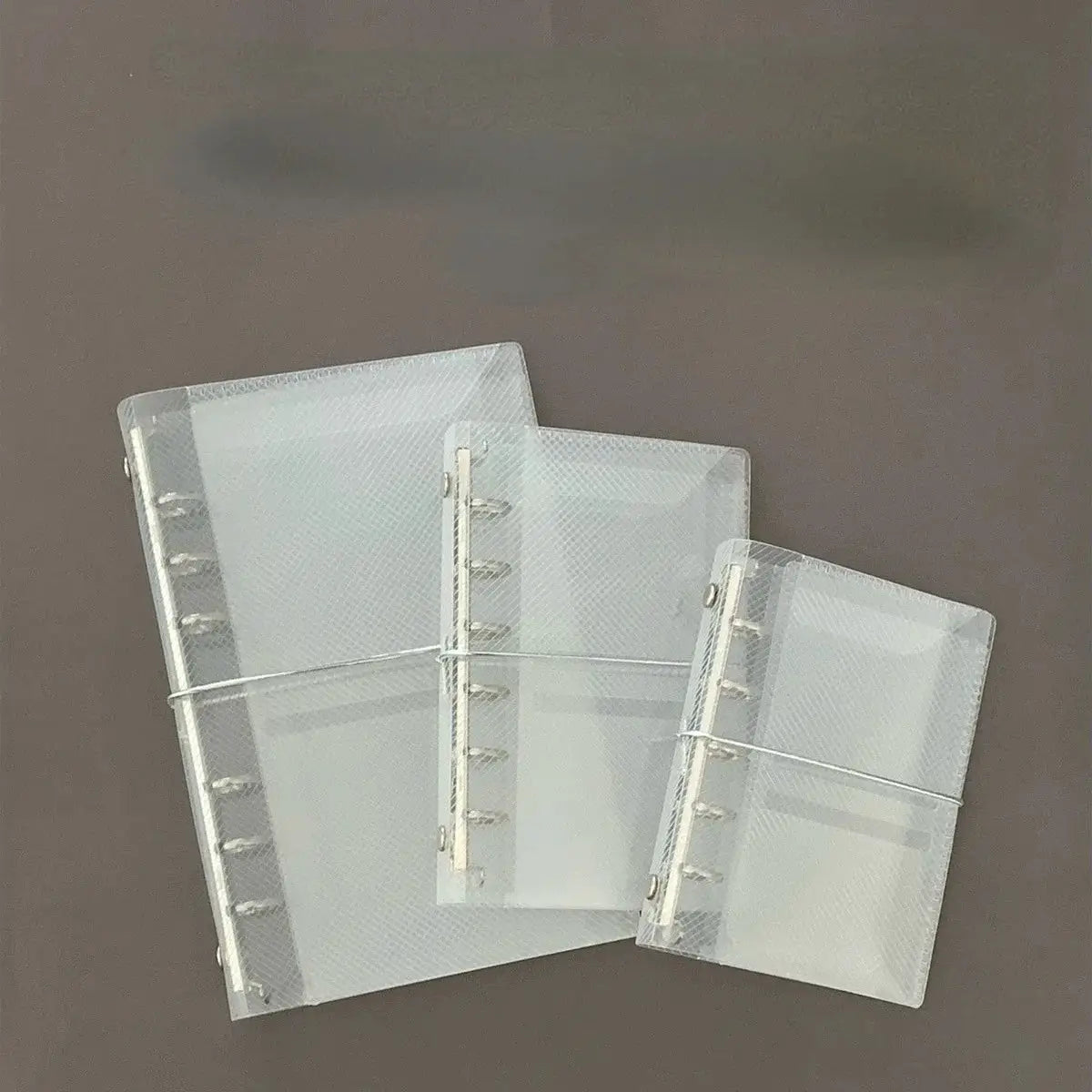 Transparent PP three-fold notebook cover set of three with ring binder, sizes M5/A7/A6 by Simples Market