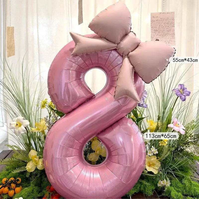 40 Inch Pink Digital Bowknot Aluminum Foil Balloons For Girls Wedding Birthday Party Decor Photo Props