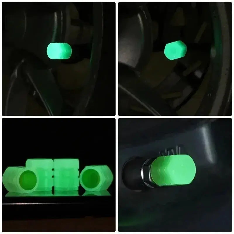 8 Pieces Luminous Valve Stem Caps For Motorcycle Bicycle Car Truck Fluorescent Night Glowing Safety Decor