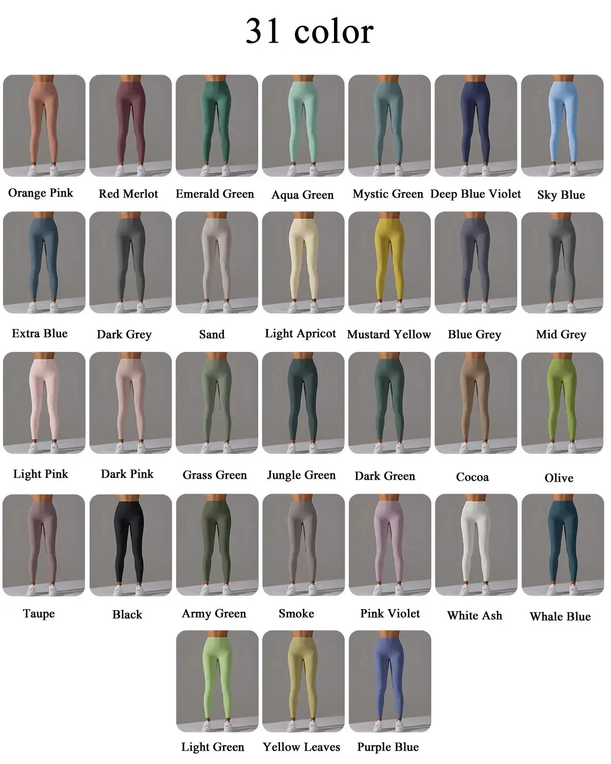 High Waist Naked Feeling Leggings for Women by Simples Market in 31 colors for fitness, yoga, running.