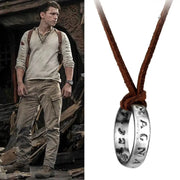 Uncharted 4 Nathan Drake Necklace Pendant Leather Chain Zinc Alloy Cosplay Jewelry Prop