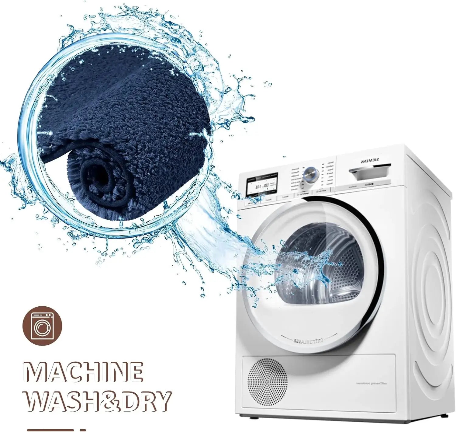 Simples Market bathroom mat, water-absorbent anti-slip thickened long-hair rug, machine washable