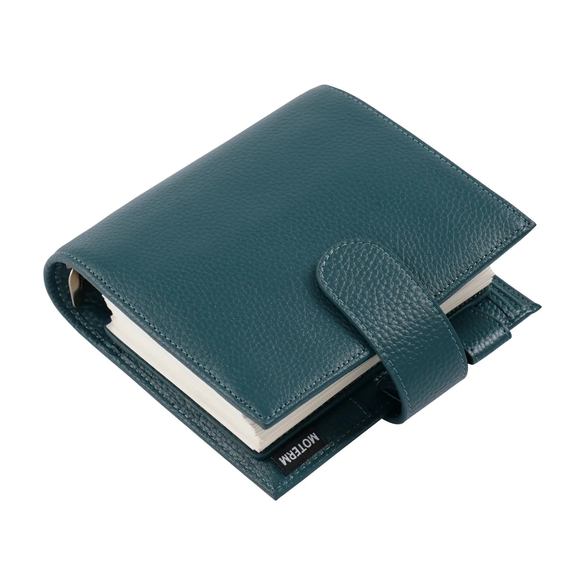 Moterm Luxe 2.0 pocket planner in teal pebbled leather with 30mm ring binder