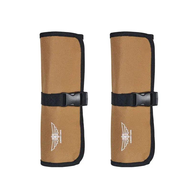 Simples Market tool roll pouches, set of 2 brown Oxford cloth bags with black straps