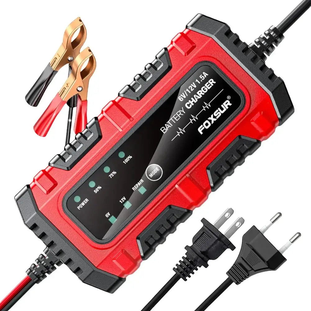 VoltGuard Smart Car And Motorcycle Battery Charger 6V 12V With Auto Voltage Detection And Safety Protections