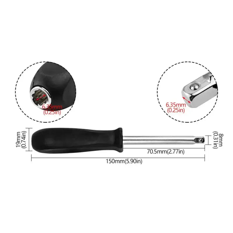 150mm Spanner For Small Flying Ratchet Wrenches With One Quarter Inch Female Square Drive Slide Rod AD Connectors