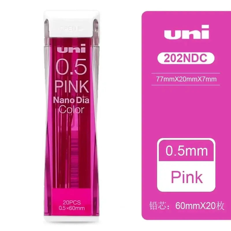 Uni Nano Dia Color 0.5mm pink lead refills, 20 pcs for mechanical pencils