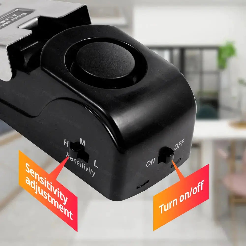 2 Pack Wireless Door Stop Alarm System by Simples Market, black portable door alarm with 125dB loud alert