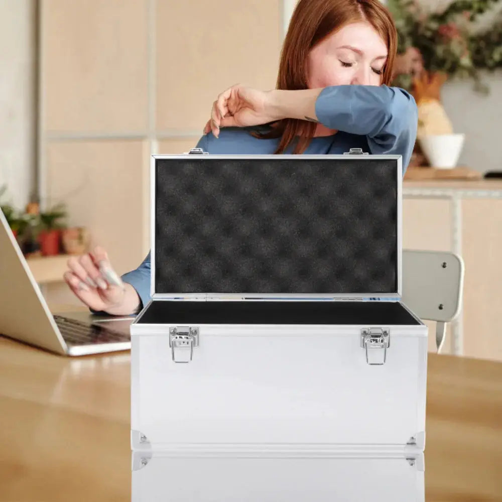 AluGuard Aluminum Storage Case Portable Organizer With Secure Metal Lock And Moisture Proof Seal