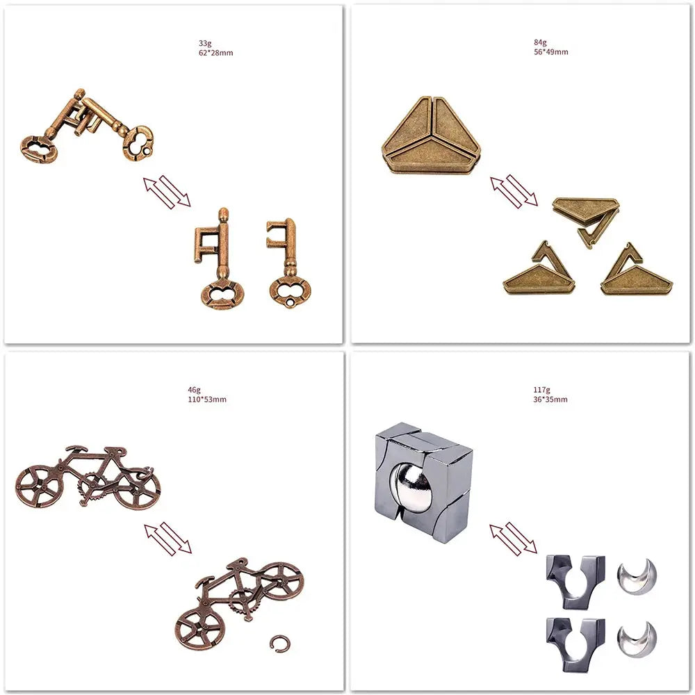 Lock Puzzles Classic IQ Metal Brain Teaser Baffling Puzzle Game Toy for Children and Adults Gift