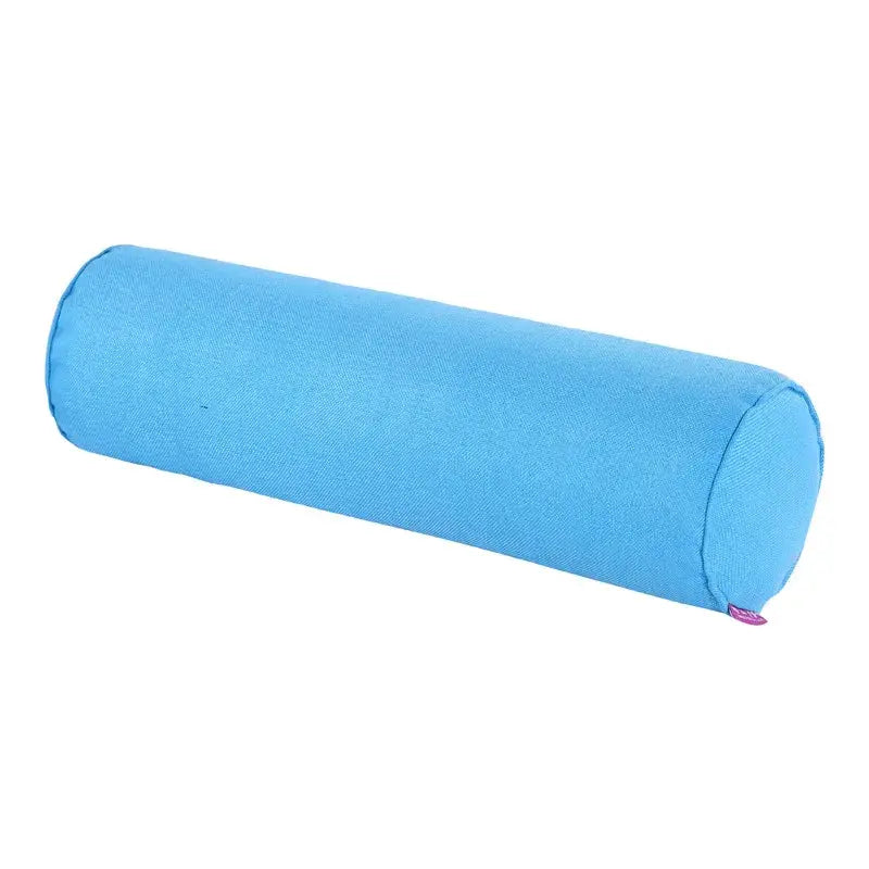 Blue cylindrical pillow case for sofa lumbar support, cotton-linen fabric, long neck roll headrest, no fill