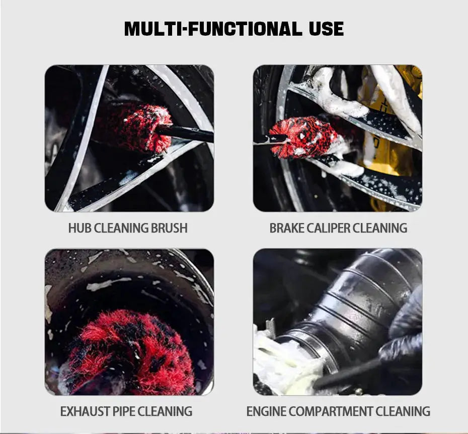 SEAMETAL bendable wheel detailing brush set by Simples Market for rims, calipers, exhaust and engine compartments