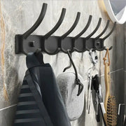 Black White Folding Robe Hooks Aluminum Wall Rack for Bathroom