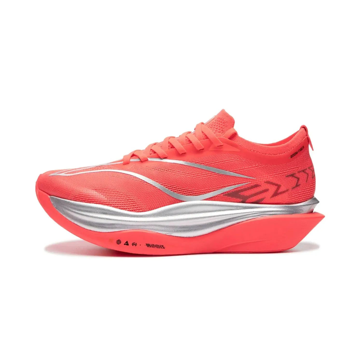 Li-Ning Feidian 6 Elite racing running shoes, unisex, coral pink upper with silver midsole