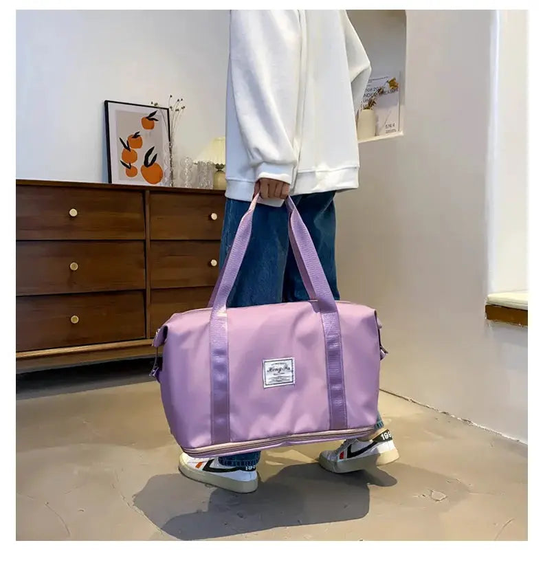 UNIXINU carry-on duffle bag, lavender nylon waterproof travel tote by Simples Market with large capacity