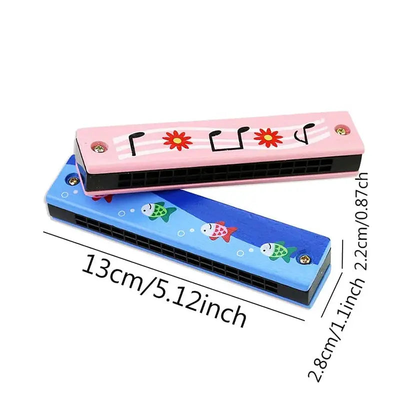 Children Wooden Harmonica Musical Instrument Toy for Early Education Teaching Aid and Puzzle for Kindergarten Beginners