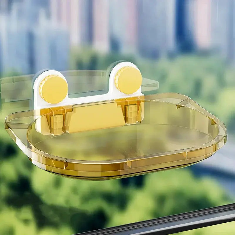 Simples Market cat hammock bed hanging sunny window perch, 20 kg capacity, yellow translucent round platform with white mounting bracket