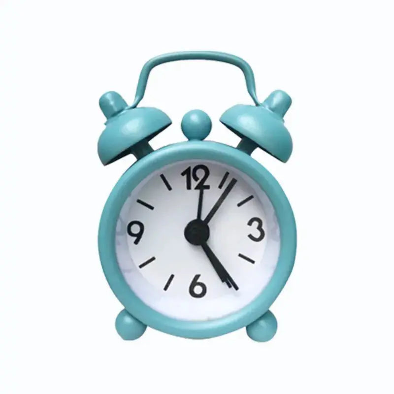 Mini Metal Alarm Clock With Blue Quartz Face Portable Desktop Clock For Home Decor And Vintage Charm