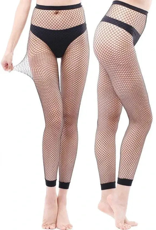 VogueWear See Through Nylon Fishnet Ankle Tights For Women With Striped Base Layer Pantyhose For Parties