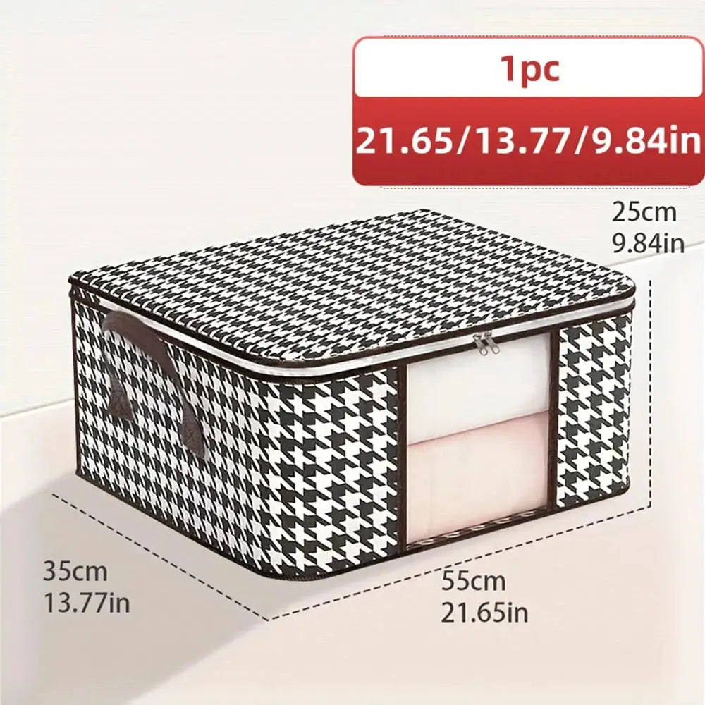 Large Capacity Storage Box Portable Clothes Organizer With Handles Foldable Dustproof Zipper Quilt Container