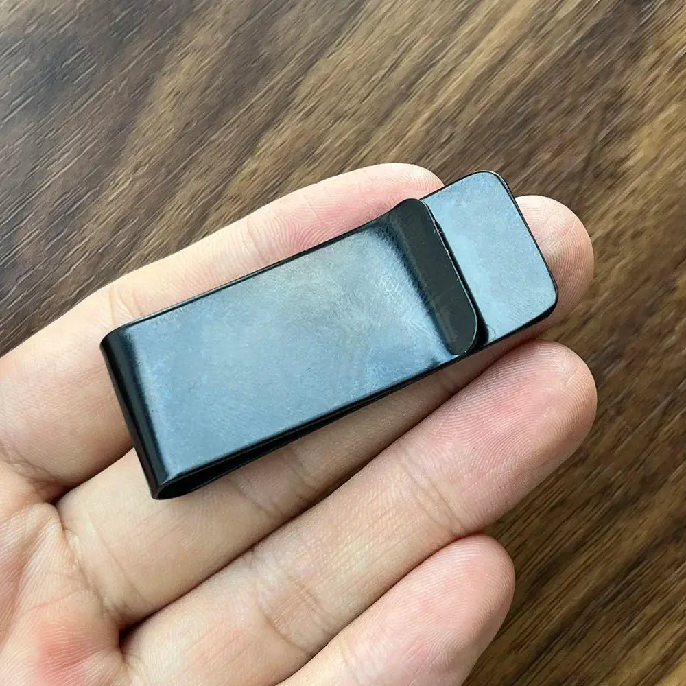 Money clip wallet by Simples Market in blue metal, slim cash clip design